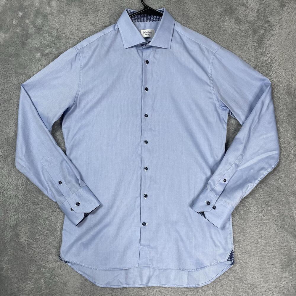 Stenströms Shirt Mens 16 41 Blue Geometric Fitted Body Slim Fit Long Sleeve